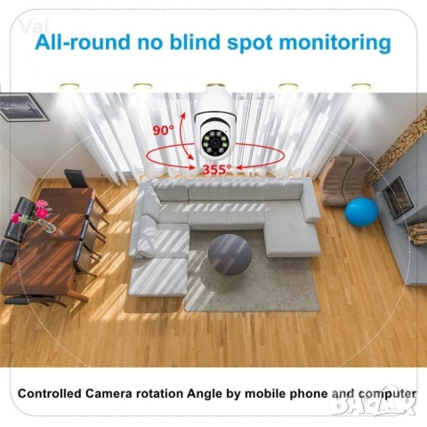 Куполна камера тип крушка 2MP Full HD 360°, снимка 8 - HD камери - 54274610