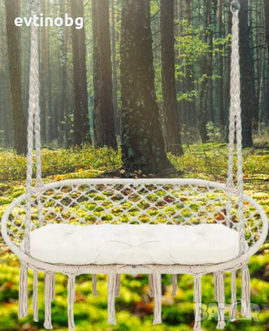 Луксозна Двойна Градинска Люлка за Двама – Бежов комфорт с възглавници, снимка 2 - Градински мебели, декорация  - 53909160
