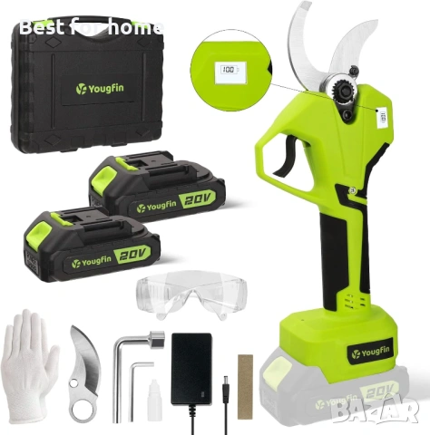 Електрически ножици за клони YOUGFIN 40 мм (1,6 инча), Безжични ножици за клони, тежки