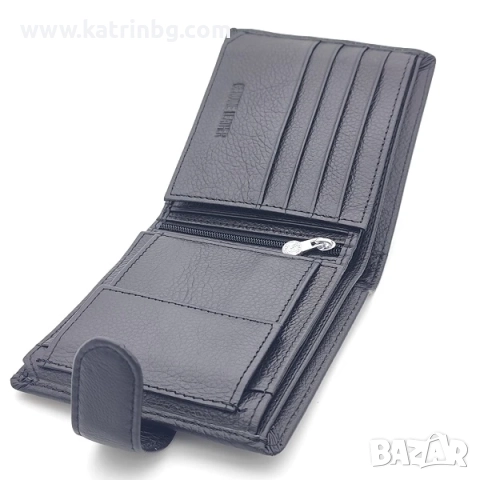 Портфейл и колан в черно от естествена кожа-Мъжки комплект, снимка 4 - Подаръци за мъже - 52415065