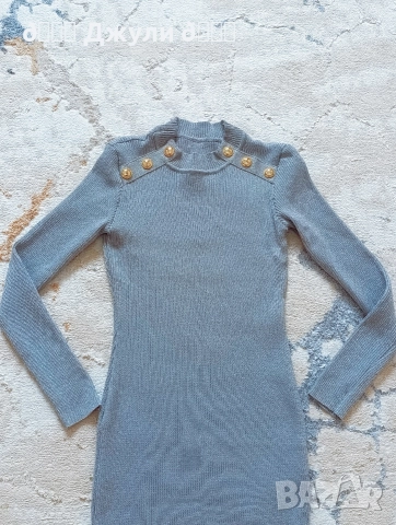 Сребриста рокля с бляскави частици, снимка 12 - Рокли - 52904609