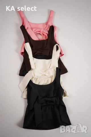 Черен топ с панделка на гърба – модел “Bella”, снимка 2 - Корсети, бюстиета, топове - 51454621