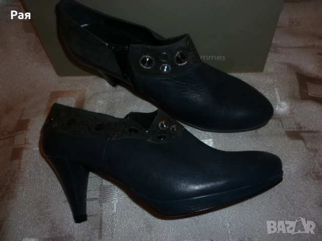 Тъмно сини испански кожени полуботи Gino vaello № 38 Оригинални , снимка 1