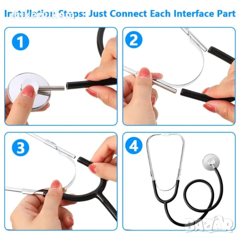 Медицински стетоскоп, класически, едностранен, черен, снимка 6 - Уреди за диагностика - 53228762