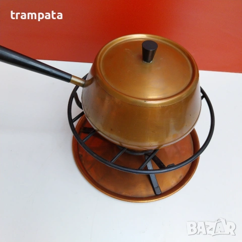 НАЙ ДОБРАТА ОФЕРТА Старо Швейцарско Медно фондю et bon appetit, снимка 3 - Антикварни и старинни предмети - 54241152