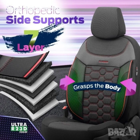 Тапицерия за седалки Automat - 11части, CRB3402, Черно с червено, снимка 4 - Аксесоари и консумативи - 52203958