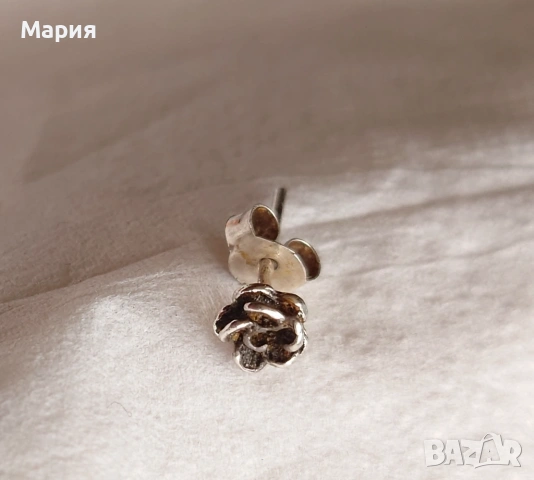 Обеца с роза, снимка 3 - Обеци - 53857146