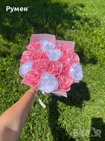 Букети от вечни рози (сатенени рози)., снимка 4 - Подаръци за жени - 46401681