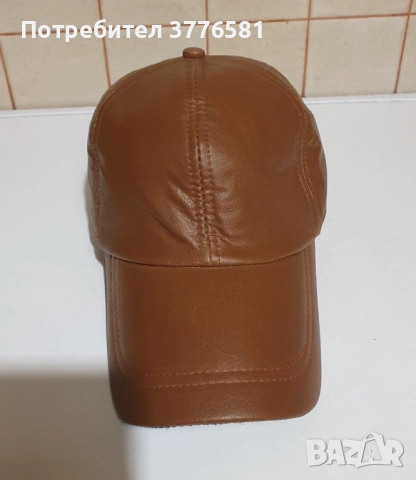 Черна и кафява кожена шапка с козирка Genuine Leather, снимка 6 - Шапки - 49049242