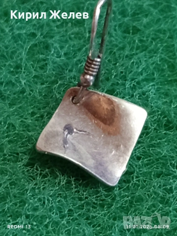 Сребърна обеца абстрактен дизайн висока проба сребро майсторска изработка 52766, снимка 2 - Обеци - 53059612