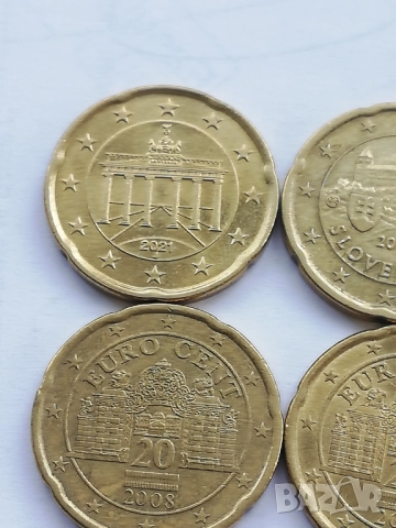 лот от 9 броя-20 евроцента различни държави, снимка 2 - Нумизматика и бонистика - 47993294
