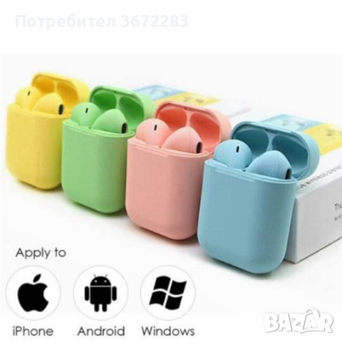 Безжични слушалки Inpods i12 TWS с цветен дизайн и управление чрез докосване, снимка 2 - Bluetooth слушалки - 44994685