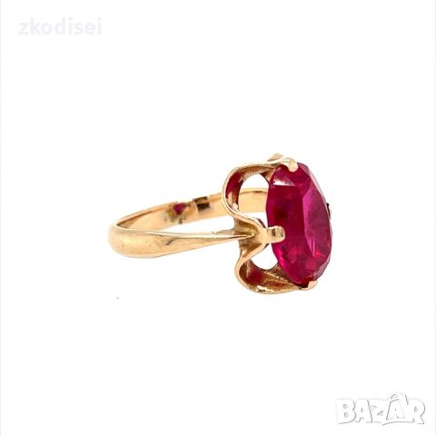 Златен дамски пръстен с рубин 3,65гр. размер:53 14кр. проба:585 модел:24804-1, снимка 3 - Пръстени - 46307631