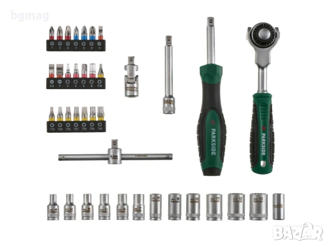 PARKSIDE комплект тресчотка с въртяща глава и вложки 1/4''-39 части, снимка 3 - Гедорета - 53181001