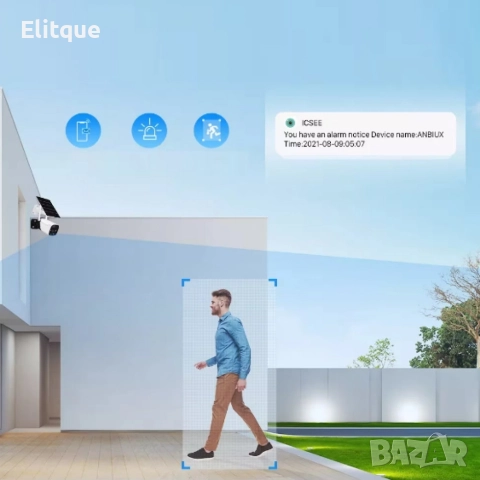 Камера с отделен соларен панел и датчик,4 диода,6MP,iCsee приложение, снимка 13 - Камери - 52843067