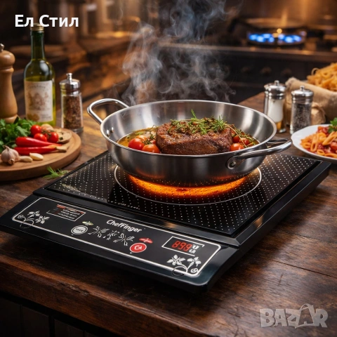 Индукционен котлон Cheffinger - 2000W, с дигитален дисплей, таймер и защита от прегряване, снимка 3 - Котлони - 53573685