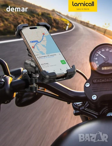 Стойка за телефон за мотоциклет/велосипед Lamicall против кражба, телефони 4.7-6.7", черна, снимка 7 - Аксесоари и консумативи - 50925749