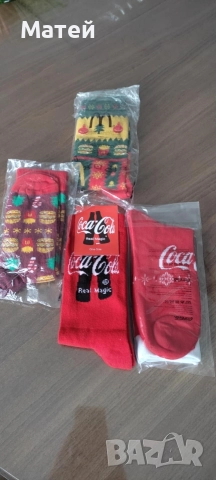 Мъжки и дамски КОЛЕДНИ чорапи " Кока-кола* в опаковка, снимка 2 - Подаръци за мъже - 52718348