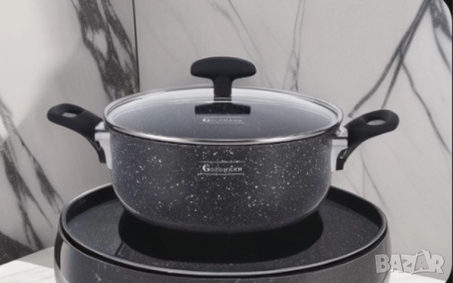 Тенджера Goldmann, Алуминий, Мрам. покр., Черен