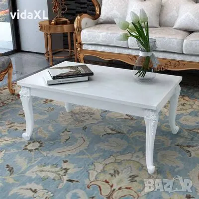 vidaXL Маса за кафе, 100x60x42 cм, силен гланц, бяла（SKU:243380）, снимка 2 - Маси - 48436045