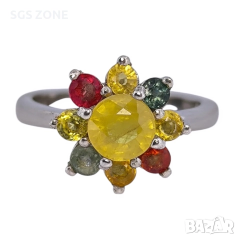 СРЕБЪРЕН ПРЪСТЕН С НАТУРАЛЕН МУЛТИ САПФИР ОТ ТАЙЛАНД