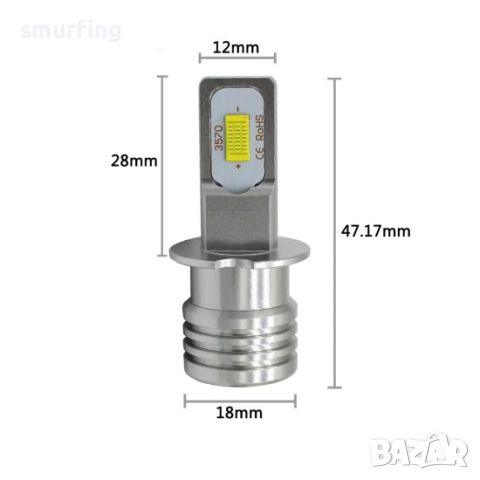 LED крушки за халоген H3 мини Без вентилатор, снимка 3 - Аксесоари и консумативи - 45838363