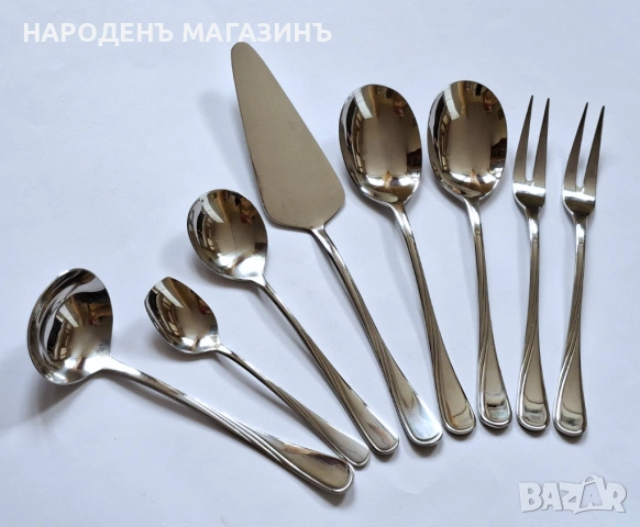 JUSTINUS - SOLINGEN - GERMANY - Прибори за хранене сервиз за 12 човека + комплект за сервиране нож , снимка 11 - Други ценни предмети - 53964849