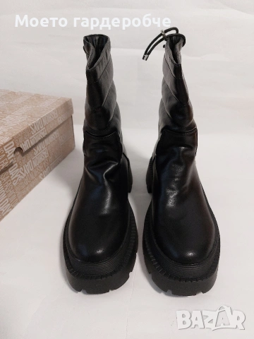 Дамски нови черни боти с дебела подметка Номер 40, снимка 2 - Дамски боти - 53074432