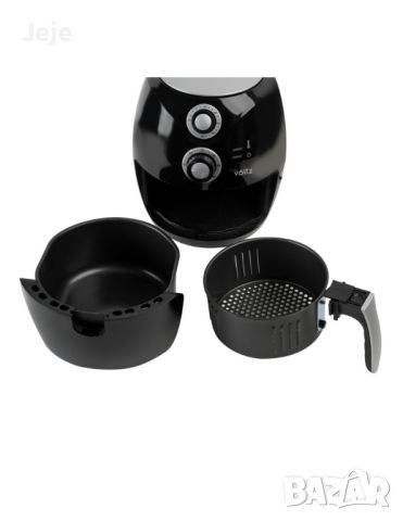 Фритюрник AirFryer, 1600W, 3л., горещ въздух, таймер, до 200°C, черен, снимка 1 - Фритюрници - 46738554