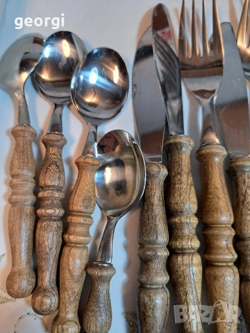 комплект прибори за хранене с дървени дръжки Beram 33/1, снимка 5 - Прибори за хранене, готвене и сервиране - 53394472