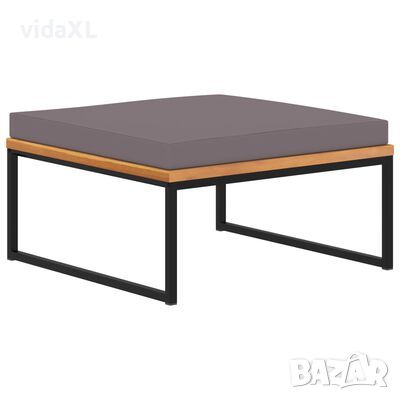 vidaXL Табуретка с възглавница, 66x66x36 см, акация масив, тъмносиво（SKU:46511, снимка 1 - Дивани и мека мебел - 46215731