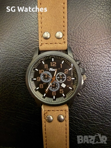 Стилен часовник с кафява кайшка