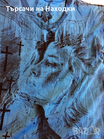 Оригинална мъжка тениска Affliction Teal Blue Graphic S Small, снимка 2 - Тениски - 50957407