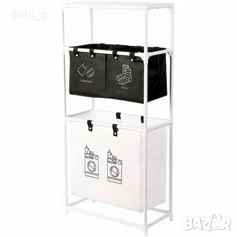 Мултифункционален органазйер за мръсни дрехи с 3 кошници и 3 рафта, снимка 6 - Други стоки за дома - 51068007