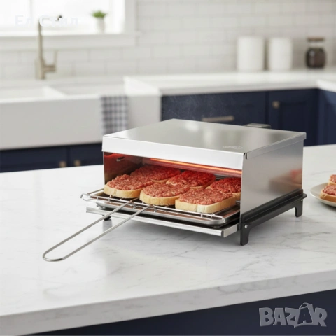 Бездимна електрическа скара OV51015P – 1200W мощност, незалепващо покритие, снимка 2 - Скари - 53574268