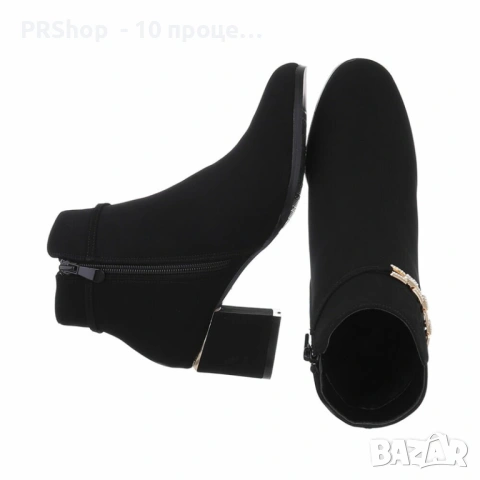 Дамски боти Jenna, еко велур, черни, снимка 2 - Дамски боти - 53240498