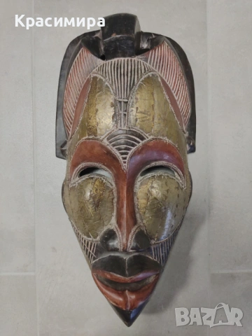 Автентична оригинална африканска маска за стена от абаносово дърво