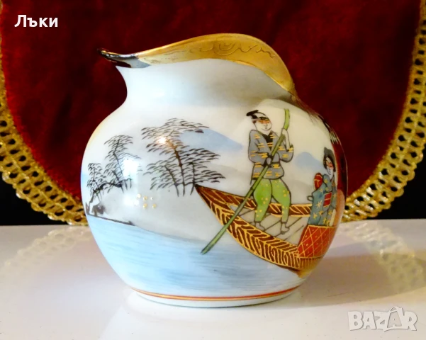 Кана,каничка японски порцелан Sаtsuma,злато. , снимка 2 - Антикварни и старинни предмети - 51239957