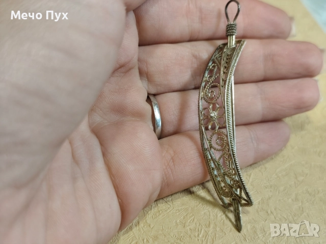 Стара сребърна шнола на коса Филигран , снимка 5 - Други ценни предмети - 52251218