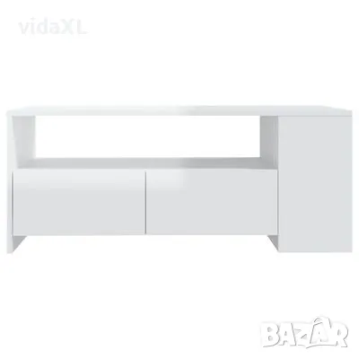 vidaXL Кафе маса, бял гланц, （SKU:810923）, снимка 3 - Маси - 48104578