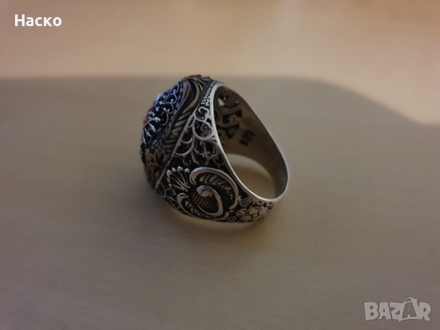 Османски военен Сребърен пръстен 925, снимка 2 - Антикварни и старинни предмети - 45845524
