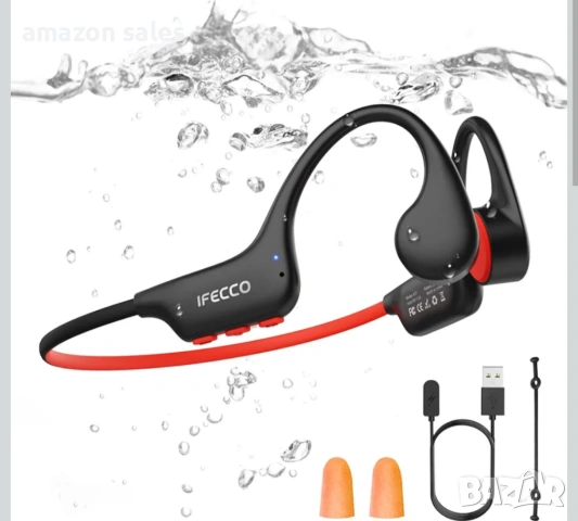 IFECCO X27 Водоустойчиви слушалки IP68 Bluetooth 6.0,с 8GB MP3,с костна проводимост (сини)