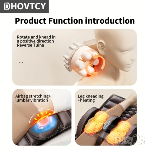 Електрическа Шиацу Масажна Подложка за Цялото Тяло Масаж за Врат, Гръб, Кръст и Крака у Дома Dhovtcy, снимка 5 - Друга електроника - 53142538