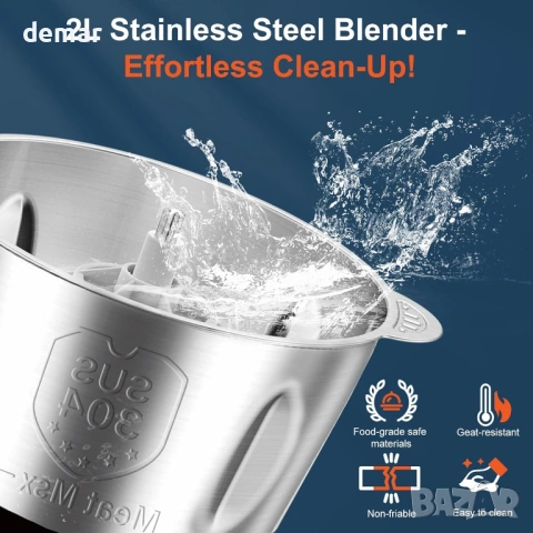 Електрическа мини мелачка за храна, 600W, 3 скорости, с 2-литрова купа от неръждаема стомана, снимка 4 - Чопъри и пасатори - 53949291