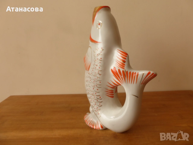 Украинска порцеланова кана бутилка за алкохол Риба 1980 г, снимка 2 - Аксесоари за кухня - 52099024