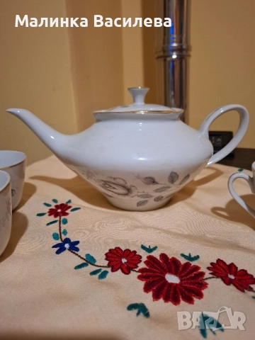 Чайник с три чаши , снимка 6 - Чаши - 52306027