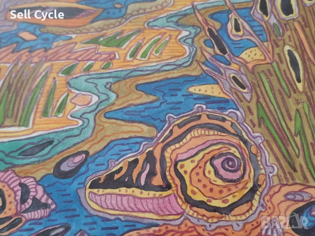 ✅КАРТИНА АКВАРЕЛ И МОЛИВ - ЗАЛЕЗ НА ВАРНЕНСКОТО ЕЗЕРО - 20/25 СМ.❗, снимка 3 - Картини - 51413677