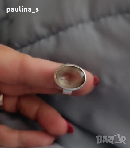 Два броя / Винтидж / Сребърен пръстен проба 925 с гравиран Лабрадорит и Празеолит , снимка 14 - Пръстени - 51996675