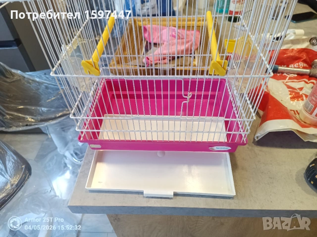 Клетка, Ferplast, пластмаса\метал, 39 x 26 x 37 см, лилаво, снимка 3 - За птици - 54098672