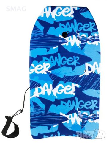 Детска Сърф дъска за плуване сини акули опасност 80x45cm, снимка 1 - Водни спортове - 46254501